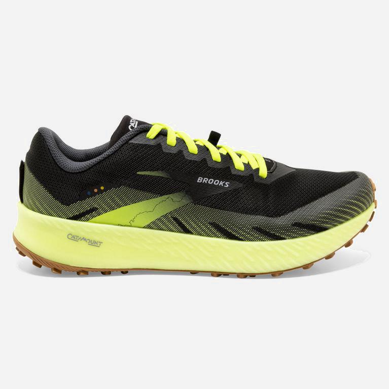 Brooks Catamount Trailrunningschoenen voor Heren Zwart /Groen Geel (BJHGC-9301)